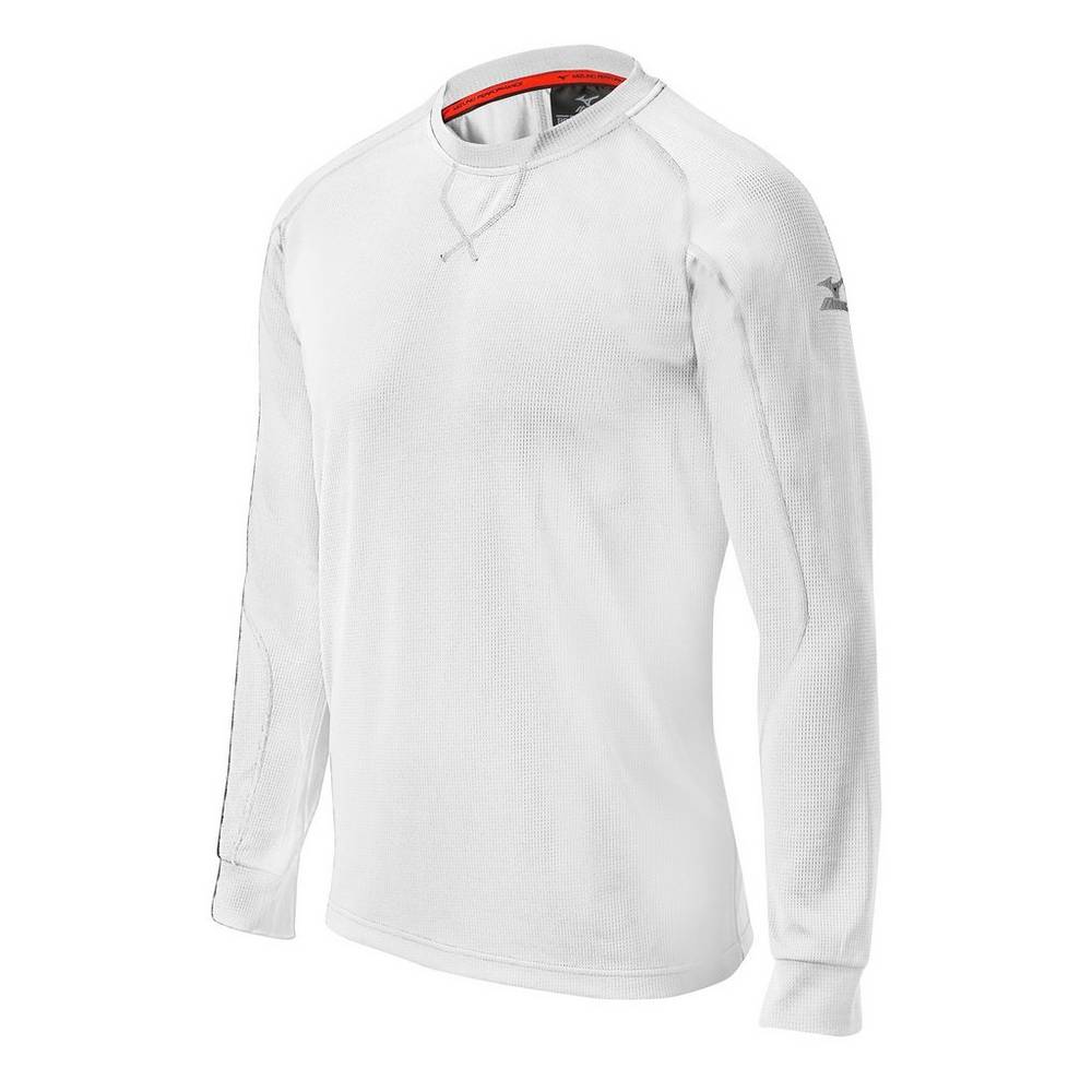 Blusa Mizuno Beisebol Comp Long Sleeve Training - Homem - Branco - HBLSC3215